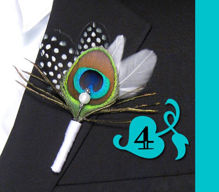 4 peacock themed wedding flowers groomsmen peacock by 