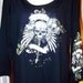 Plus Size 3X Black Crew Long Sleeve Skull Guitar And Wings