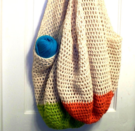 Crochet Beach Bag Oversized Crochet Cotton Tote in Sand and Coral ...