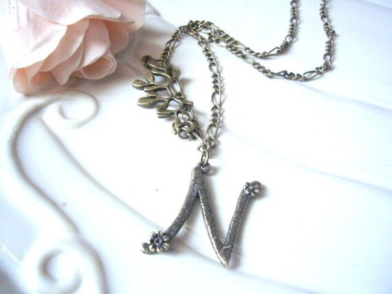 Initial Letter N Pendant Necklace by NineMuseJewelry on Etsy