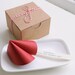 Red paper fortune cookie. Wedding, bridal shower, party favor. Love. Proposal. (1 cookie)
