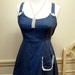 Vintage 1970's Denim Blue Sun Dress with Lace Trim Size 7