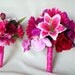 Hot Pink Brides Maid Lilly Bouquet silk Wedding Flowers fuschia bokay customized with orange bridal party accessory custom order for Celia