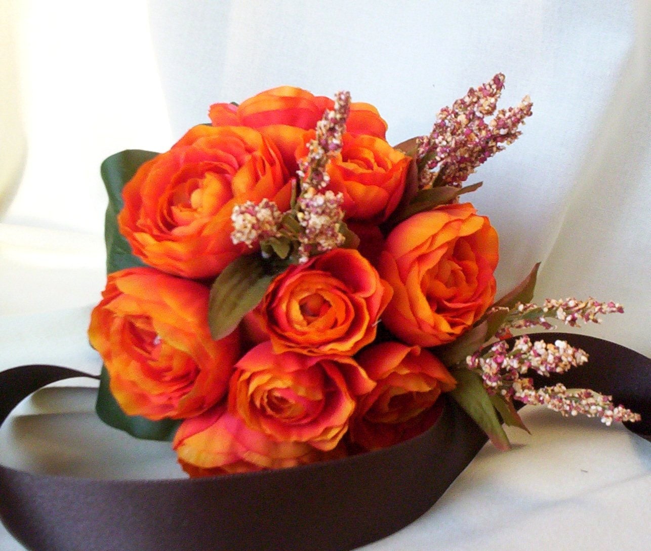 Fall bouquet Orange Bridal Bouquet Autumn Wedding flowers Silk