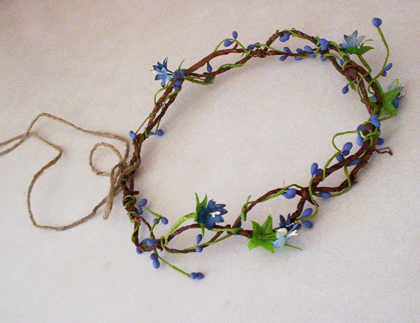 Rustic blue Flower Crown Woodland fairy hair accessory music