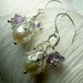 Triple Gem - amethyst earrings / pearl earrings / charm earrings / drop pearl earrings / purple earrings / bridal jewelry / amethyst jewlery