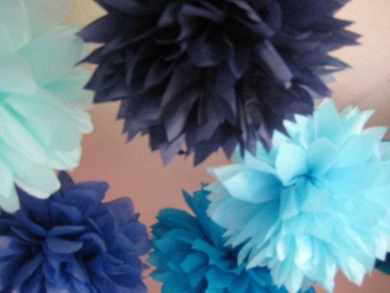 SALE 6 Medium Tissue Papered Pom Poms - Custom Pick Your Colors - Portland Original DIY KIT Il_570xn