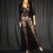 Racy LACY Vintage 1930's Ultra Sexy Black Lace Haute Couture Hollywood Regency Maxi Dress and Bell Sleeve Jacket Set medium/large