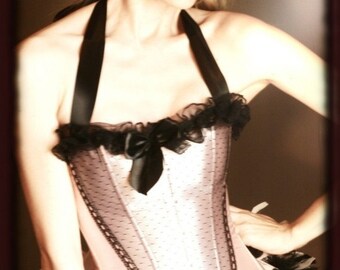 APHRODITE 2XL, 3XL Burlesque Showgirl Paris Corset Costume -Black Pink