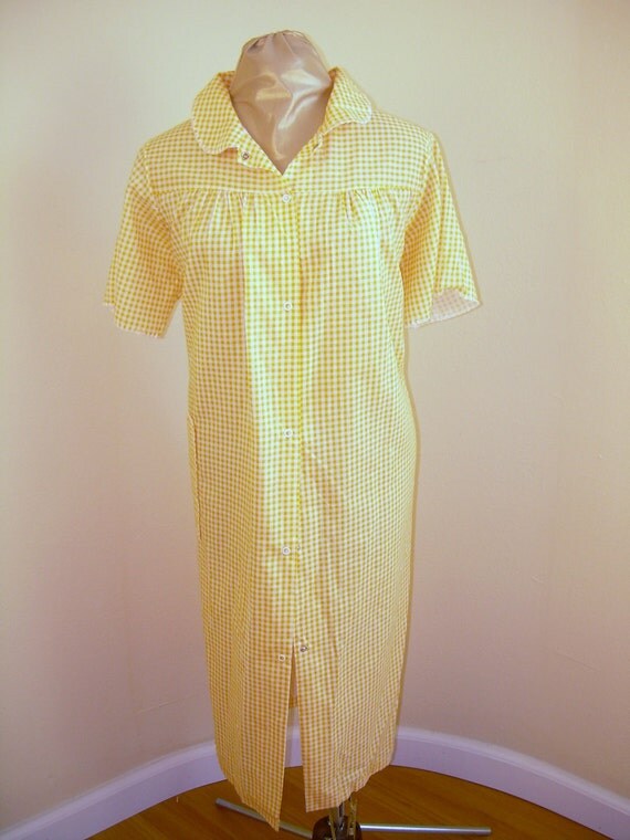 womens Robe Yellow Gingham Cotton Robe by stilettoRANCH on Etsy