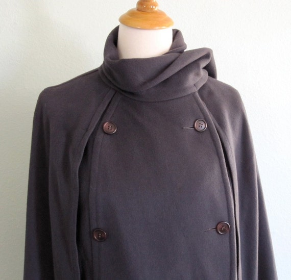Vintage 60s Cape Coat Slate Gray Wool Cloak by Gemini M L