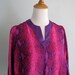 Vintage 80s Blouse - Pink and Purple Snakeskin Print Silk Top M