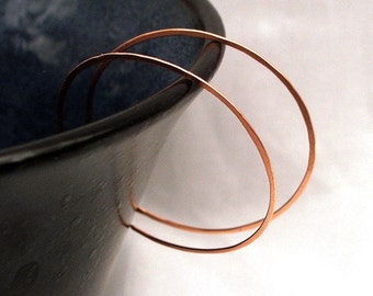 Large Hoop Earrings, Large Copper Hoop Earrings, 2 Inch Reverse Hoop Earrings
