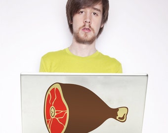 ham laptop decal, meat art, meat laptop sticker, meat lovers, kitsch, FREE SHIPPING