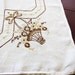 LINEN vintage TABLECLOTH 1940s classic embroidered baskets brown YUMMY
