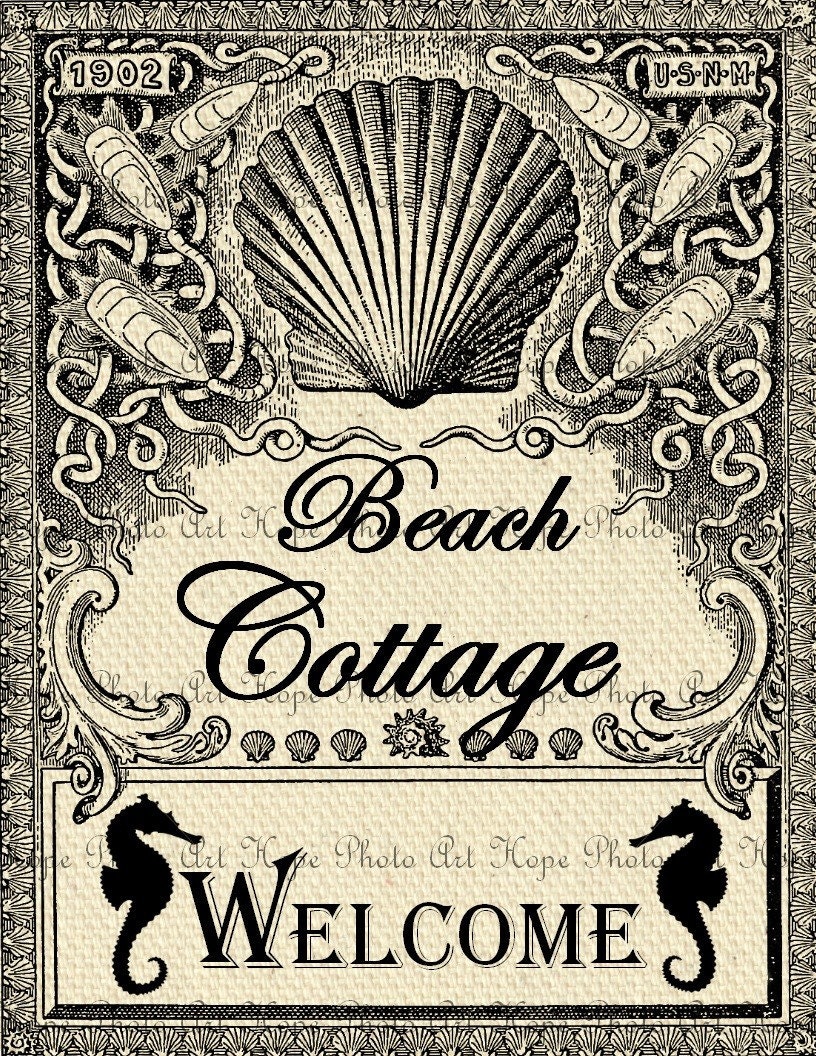 Vintage Beach Cottage Welcome 8.5x11 Image by HopePhotoArt on Etsy