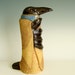 Crow Raven Sculpture, Spirit Guide , Ceramic Clay Animal Figure - Handmade, Handbuilt, Raven Statue