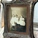 Reserved for Simona......Vintage silver frame with victorian cabinet card photo, darling children