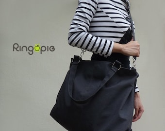 Sale 20%OFF-Charcoal Gray with handle and removable/adjustable strap canvas bag/tote/messenger bag/school bag/Diaper bag/handbag-045