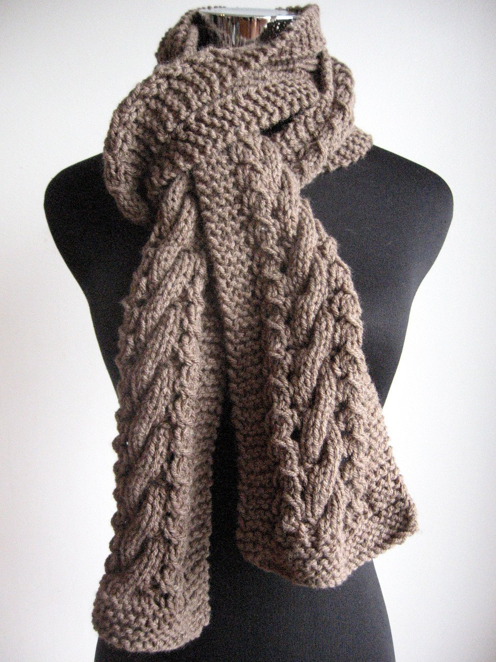 Taupe Hand Knit Scarf Knit Mens Accessory Heather by ...