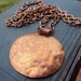 Vintage hammered Copper Pendant and Long Chain