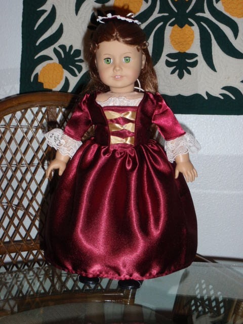 Colonial Gala Gown and Cap for American Girl Felicity or