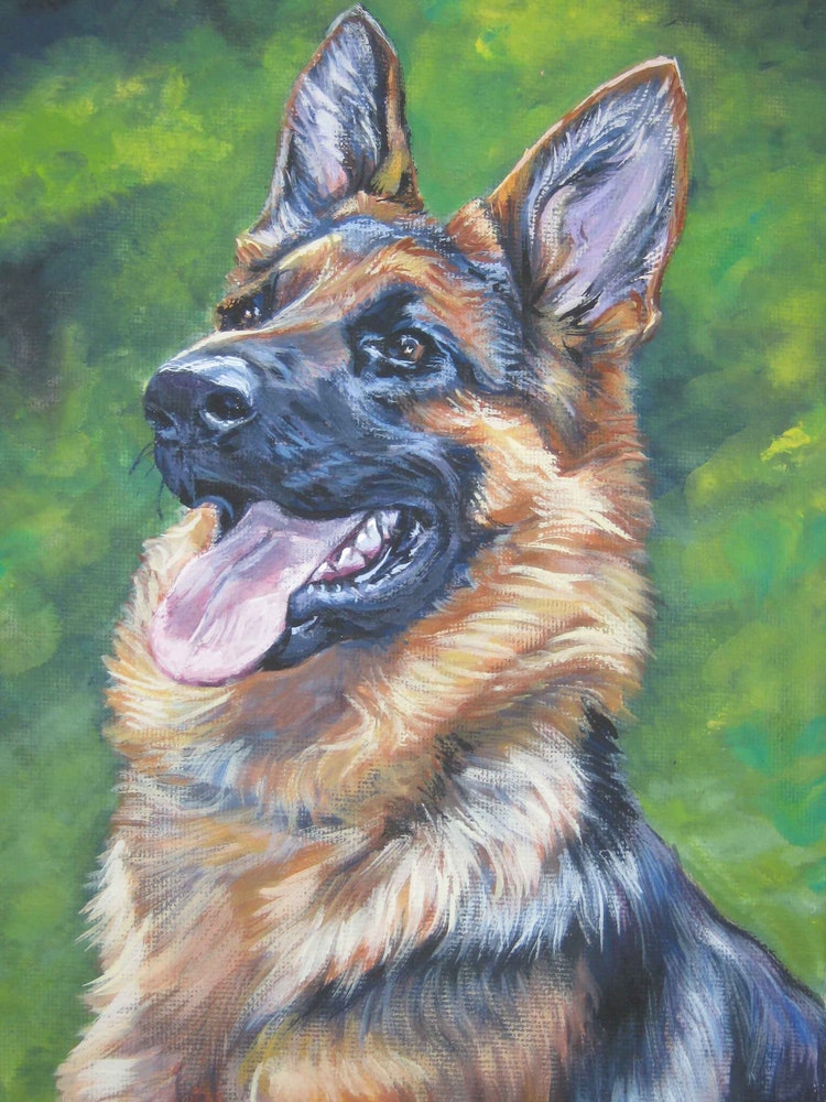 gsd German Shepherd dog art portrait CANVAS print by