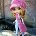 Blythe Hat and Bag Set, Blythe Newsboy Hat and Bag Set in Pink Blush, Doll Hat, Doll Bag, Blythe Crochet
