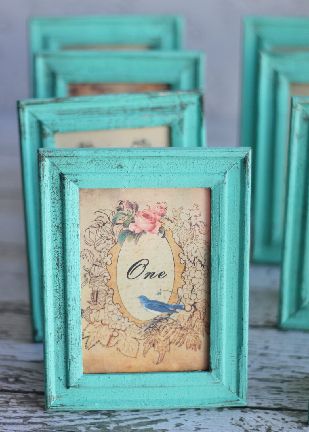 Shabby Chic Table Numbers Vintage Inspired Wedding SET of 12 (item P10138)