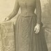 Cohoes NY Antique Victorian Cabinet Card Woman Standing Studio Portrait Embroidered Dress Corset Blanket Prop Photo Photograph