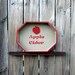 Painted Wood Tray, Decorative, Apple Cider, Fall, Autumn, Octagonal, Mudstone Tan, Red Lettering, Red Apple