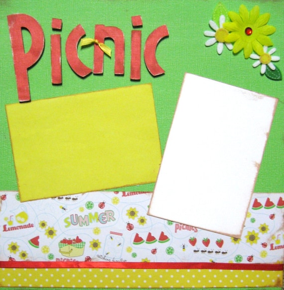 Scrapbook Layout Picnic Summer Scrapbooking 2 Page Kit Premade