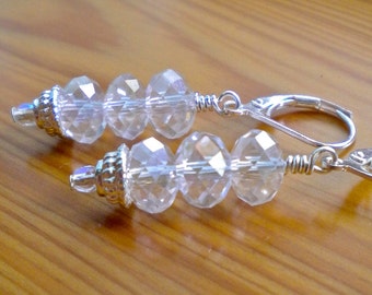 Earrings Clear Crystal Stacked Rondelles