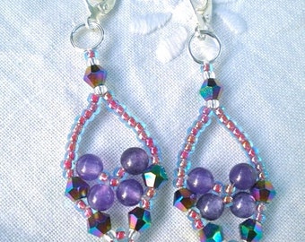 Earrings Purple Amethyst Fuchsia Pink Trinket