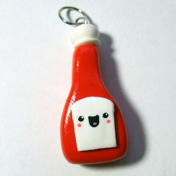 Items similar to HAPPY KETCHUP Pendant Charm Ready to Ship Kawaii