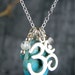 yoga jewelry om ohm turquoise sterling silver charm necklace healing gemstones