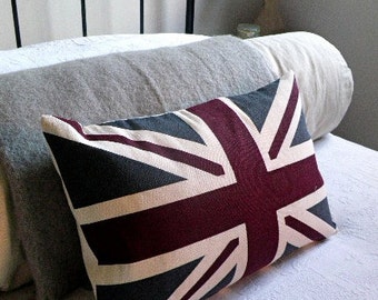 Hand printed New heritage union jack cushion cover.