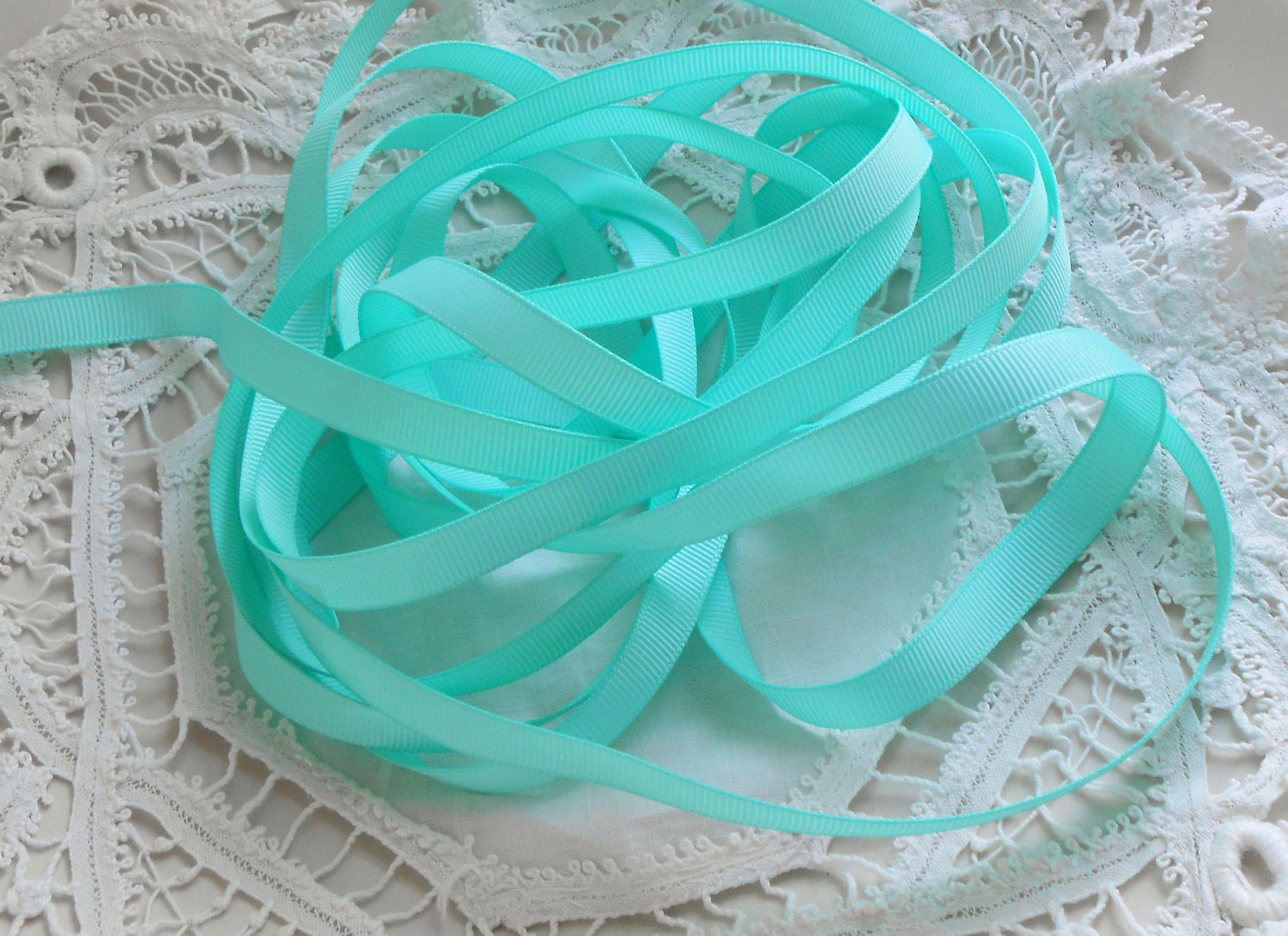 Aqua Grosgrain Ribbon 3/8 inch wide 5 by LayoutsFromTheHeart