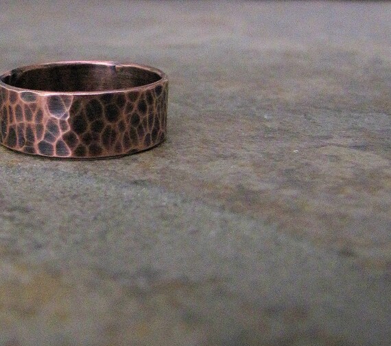 Hammered Copper Ring Mens Wedding Band Copper by SilverSmack