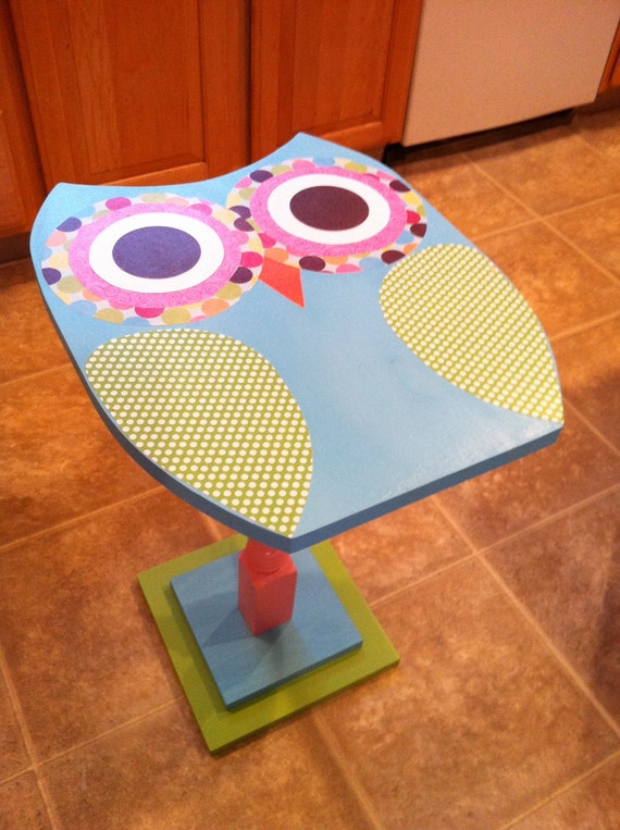 Owl nightstand owl table owl decor room decor owl by TheWoodenOwl