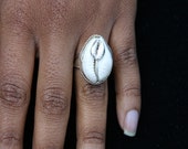 Sterling Silver Cowrie Shell Ring with Metal Cowrie Shell Ladies Rings