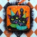 Original Painting on Tin Black Cats Folk Art Halloween Party Ornament