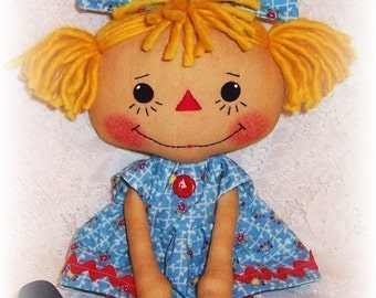 Rag Doll Pattern, PDF sewing pattern, primitive doll pattern, Rag Doll Pattern, Raggedy Ann, Annie