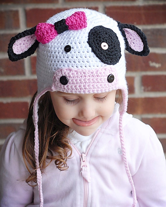 pattern cow hat crochet Crochet Hat Download Cow Pattern Items to Earflap *Instant MOO similar