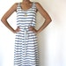 SALE - Striped Maxi Dress in Cotton Knit, Jersey, Drawstring Waist, Nautical, Beach, Preppy, Summer Womens Dress - SOPHIA