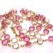 Vintage Monet Gold Plated and Clear Pink Faceted Glass Swarovski Crystal Bezel Set Open Back Necklace