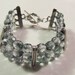 Spring Wedding Silver Triple strand bracelet with two tone grey crystals. Easter jewelry, Mothter's Day gift, Beach wedding.