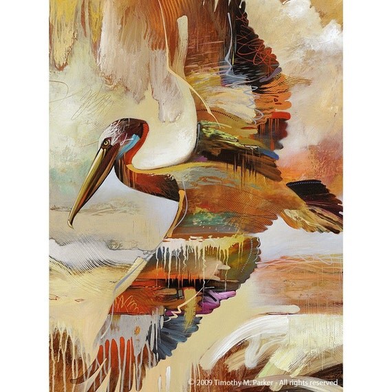 Items similar to SINGLE PELICAN 12 x 16 Signed Giclee Print on Fine Art