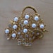 Napier Faux Pearl and Rhinestone Flower Basket Brooch (B-1-2)