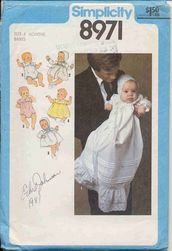 Simplicity 8971 Infant Pattern for Christening Gown or Dress
